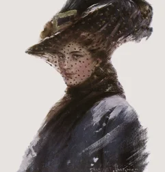 Portrait of a Woman Wearing a Hat and a Veil